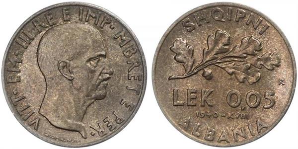 0,05 Lek Albanian Kingdom (1939-1943) Bronze/Aluminium Viktor Emanuel III. (Italien) (1869 - 1947)