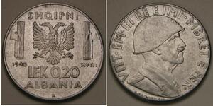 0.2 Лек Albanian Kingdom (1939-1943) Залізо Віктор Емануїл III (1869 - 1947)