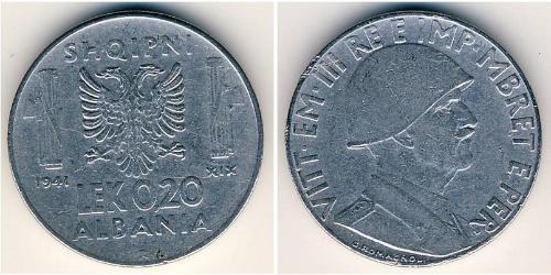 0.2 Лек Королевство Албании (1939-1943) Сталь Виктор Эммануил III (1869 - 1947)