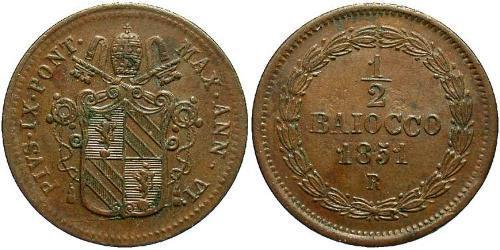 0.5 Baiocco Vatican (1926-) Cobre Pío IX (1792- 1878)