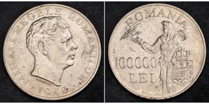 100000 Leu Regno di Romania (1881-1947) Argento Michele I di Romania