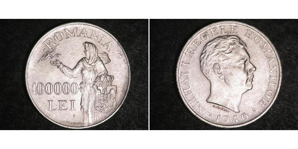 100000 Leu Regno di Romania (1881-1947) Argento Michele I di Romania