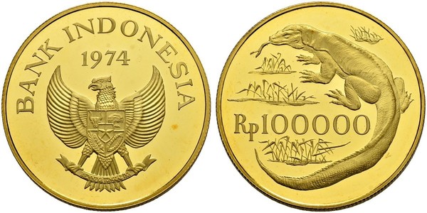 100000 Roupie Indonésie Or 