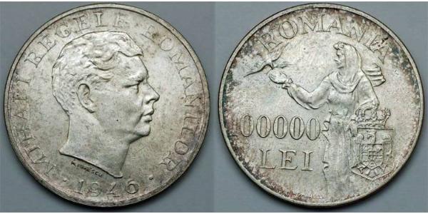 100000 Лей Королевство Румыния (1881-1947) Серебро Михай I