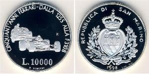 10000 Lira San Marino Plata 