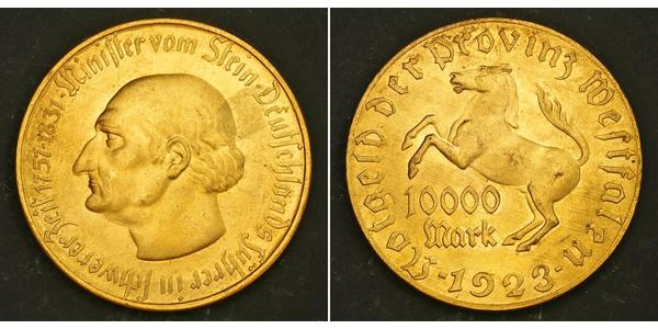 10000 Mark Germany Brass 