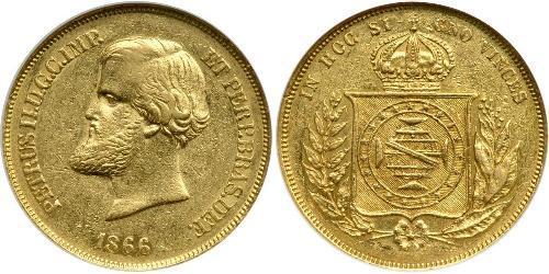 10000 Reis Empire of Brazil (1822-1889) Gold 