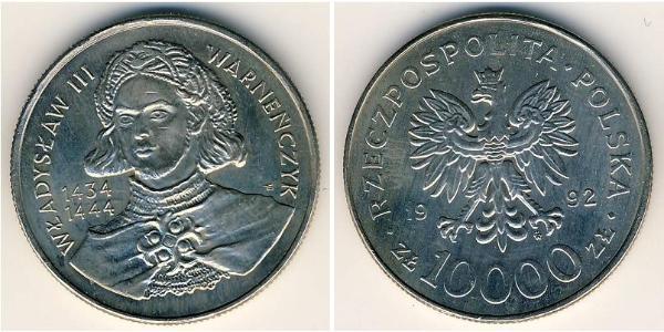 10000 Zloty Third Polish Republic (1991 - ) Copper/Nickel 