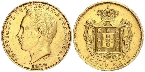 10000 Рейс Королевство Португалия (1139-1910) Золото Луиш I (1838 - 1889)