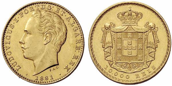 10000 Рейс Королевство Португалия (1139-1910) Золото Луиш I (1838 - 1889)