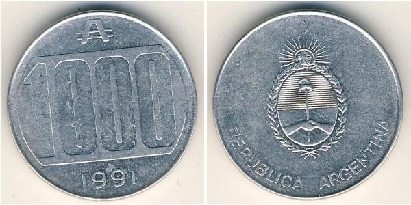 1000 Austral República Argentina (1861 - ) Aluminio 