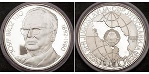 1000 Denaro Serbia Argento Josip Broz Tito