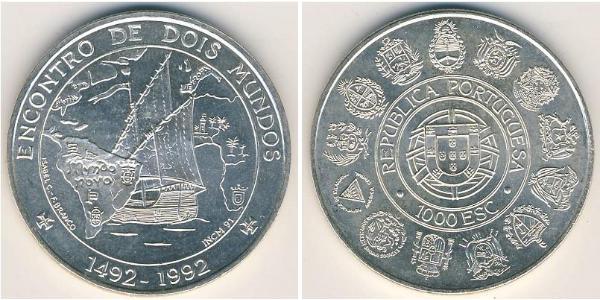 1000 Escudo 葡萄牙 銀 