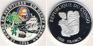1000 Franc República Democrática del Congo Plata 