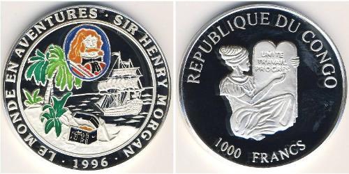 1000 Franc República Democrática del Congo Plata 