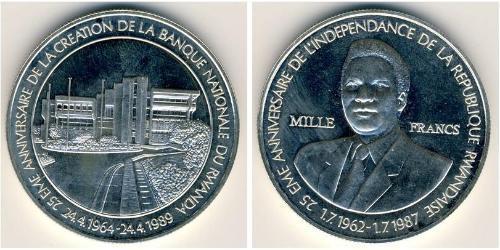 1000 Franc Rwanda Plata 