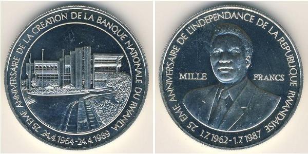 1000 Franc Rwanda Plata 