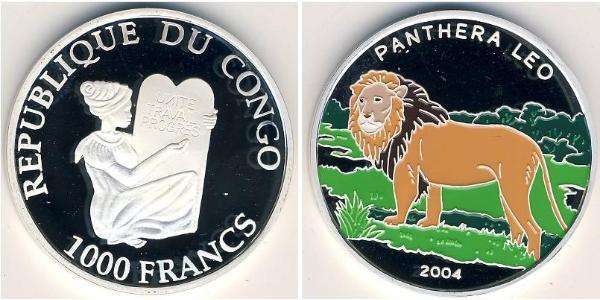 1000 Franc 刚果民主共和国 銀 