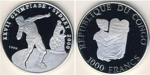 1000 Franc 刚果民主共和国 銀 