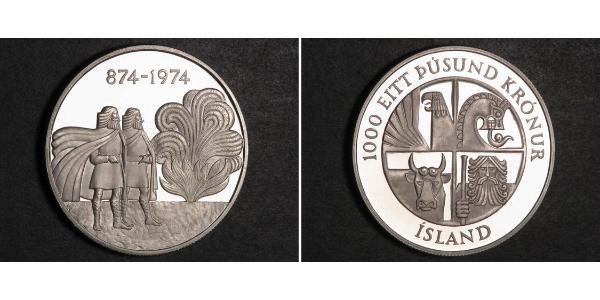 1000 Krone Islande Argent 