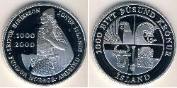 1000 Krone Islanda Argento 