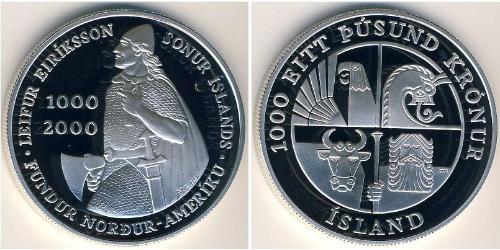 1000 Krone Islandia Plata 