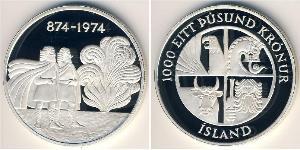 1000 Krone Island Silber 