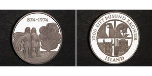 1000 Krone Island Silber 