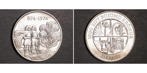 1000 Krone Iceland Silver 