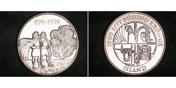 1000 Krone Iceland 銀 