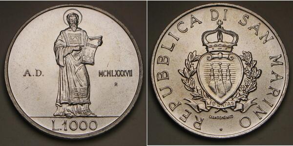 1000 Lira Saint-Marin Argent 