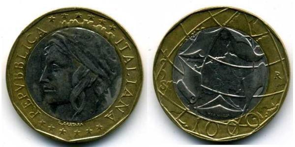 1000 Lira Italien Bimetall 