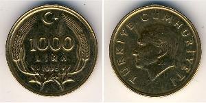 1000 Lira Turkey (1923 - ) Brass 