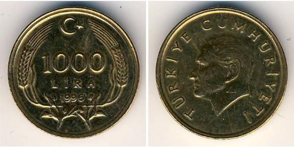 1000 Lira Turkey (1923 - ) Brass 