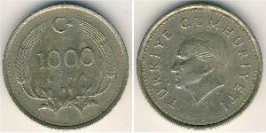 1000 Lira Turquie (1923 - ) Laiton 