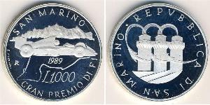 1000 Lira San Marino Plata 