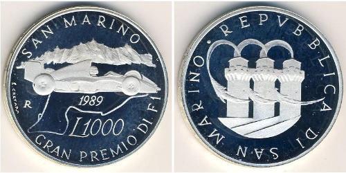 1000 Lira San Marino Plata 