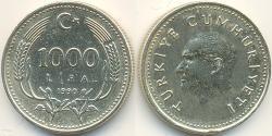 1000 Lira 土耳其 黃銅 