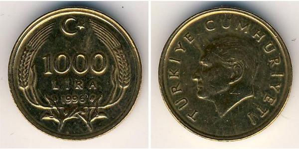 1000 Lira 土耳其 黃銅 