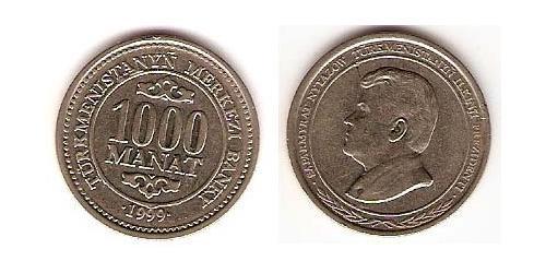 1000 Manat Turkmenistán (1991 - ) Níquel/Acero 