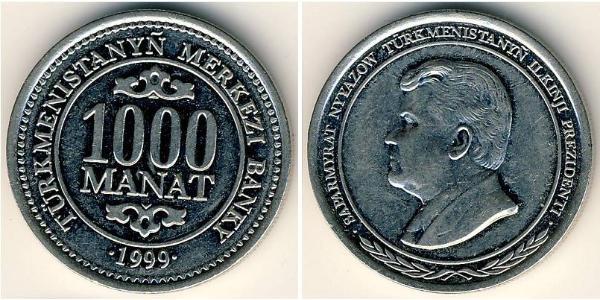 1000 Manat Turkmenistán (1991 - ) Níquel/Cobre 