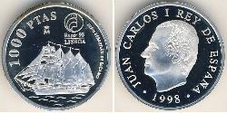 1000 Peseta 西班牙 銀 胡安·卡洛斯一世 (1938 - )