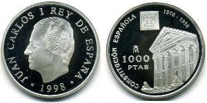 1000 Peseta 西班牙 銀 胡安·卡洛斯一世 (1938 - )