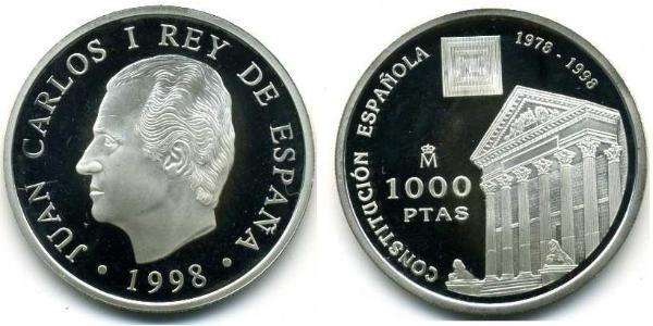 1000 Peseta 西班牙 銀 胡安·卡洛斯一世 (1938 - )