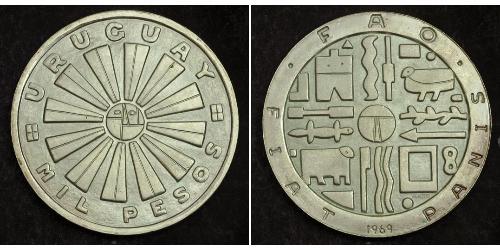 1000 Peso Uruguay Argent 