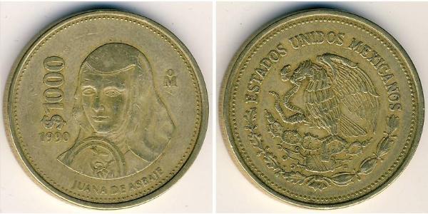 1000 Peso United Mexican States (1867 - ) Brass 