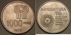 1000 Peso Argentina Silver 