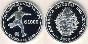 1000 Peso Uruguay Silver 