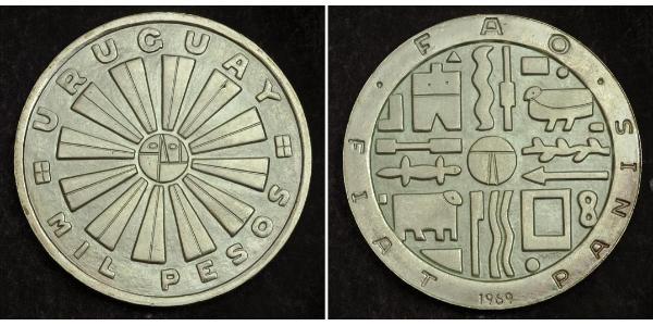 1000 Peso Uruguay Silver 