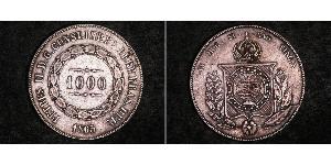 1000 Reis Empire du Brésil (1822-1889) Argent Pierre II du Brésil (1825 - 1891)